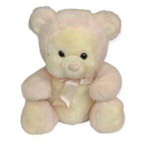 Russ Berrie Puffums Bear Plush Baby Teddy Rattle Stuffed Animal Chubby 8" Vtg